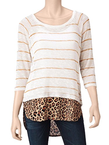 Self Esteem Junior Girls' Sheer Stripe Layer Look Leopard Sweater