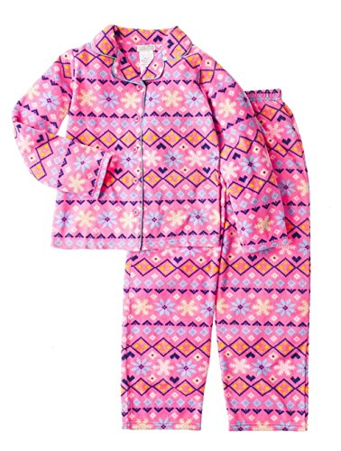 Komar Kids Girl's Fair Isle Fleece Snowflake 2-pc Pajama Set, Pink