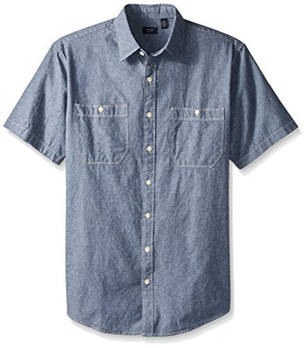 Arrow 1851 Men's Big and Tall Coastal Cove Short Sleeve Button Down Spacedye Solid Shirt